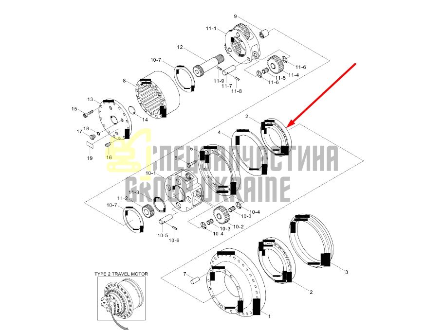 XKAQ-00218 Підшипник редуктора ходу Hyundai R210