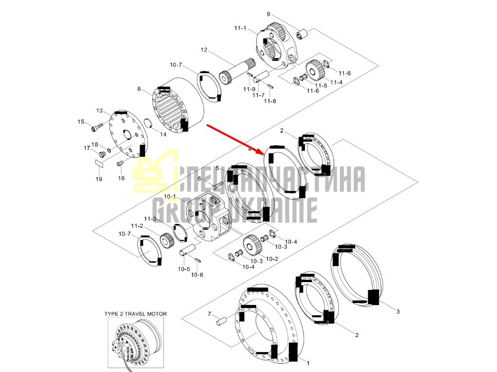XKAQ-00220 Шайба бортового редуктора Hyundai R210