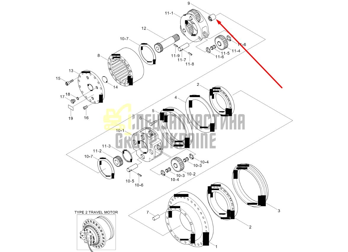 XKAQ-00225 З'єднувальна муфта приводу гідромотора ходу Hyundai R250LC-7