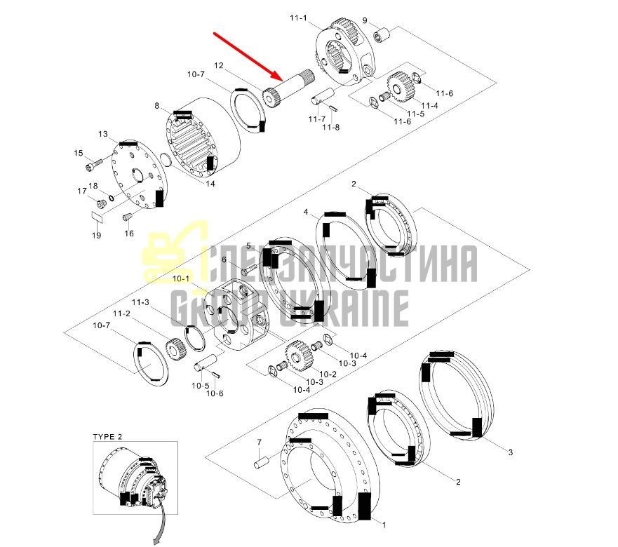 XKAQ-00242 Вал головної передачі Hyundai R140