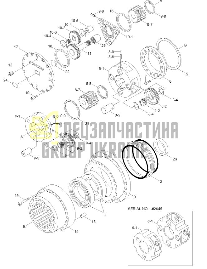 XKAQ-00398 Блок сателітів у зборі (3-ий ступінь) Hyundai R250LC-7, R250LC-9