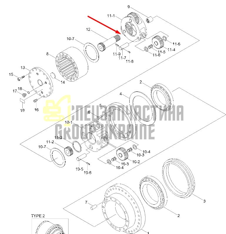 XKAQ-00653 Водило у зборі першого ступеня Hyundai R180LC-9