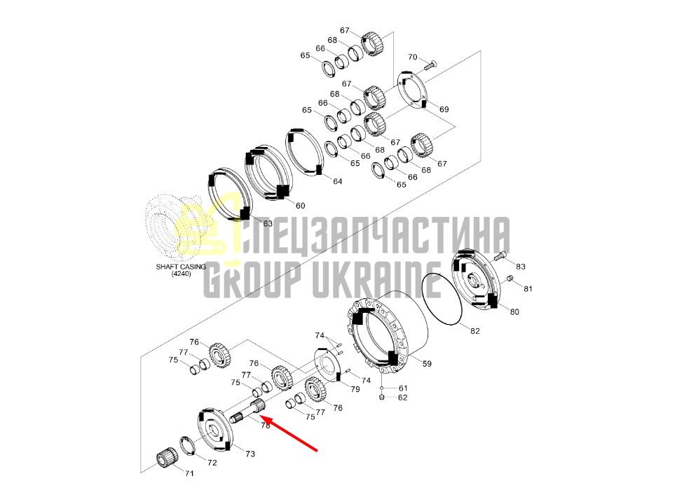 XKAY-00404 Вал редуктора ходу Hyundai