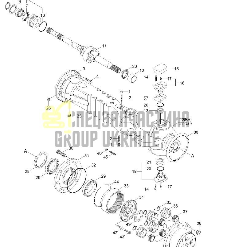 Hyundai ZTAM-00622 Кулак поворотний R140W7, R140W7A