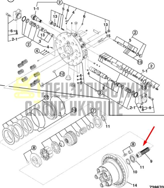 20/925674 Вал гідромотора ходу на JCB JS200, JCB JS220