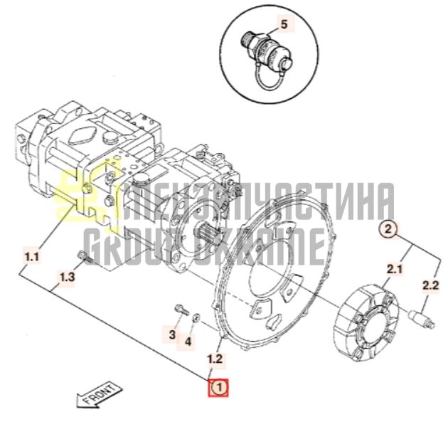 JCB 215/11480 Насос гідравлічний у зборі Kawasaki K3V112DT