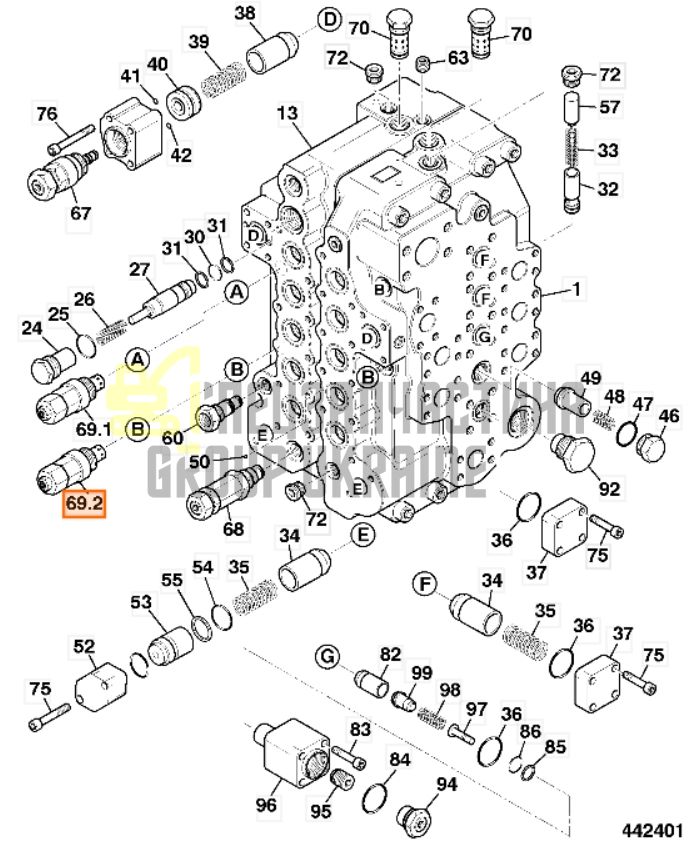 JCB 25/221794 Клапан гідравлічний для JS200