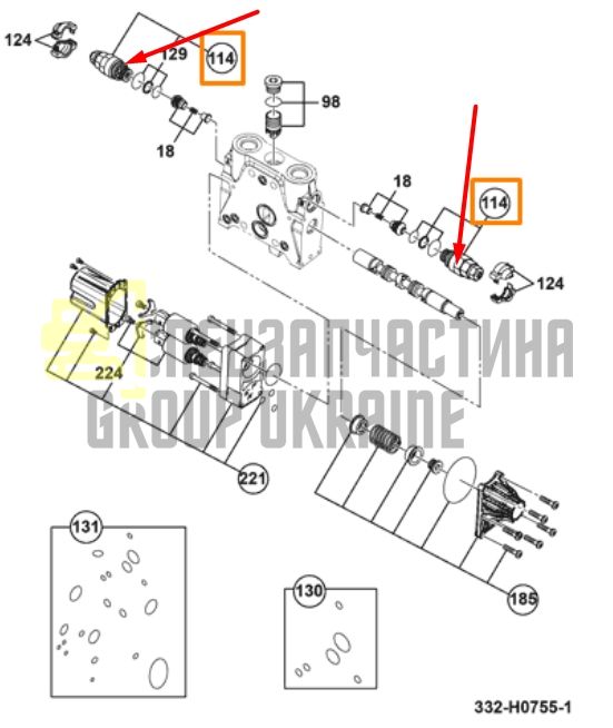 JCB 25/221882 Клапан трисекційного розподільника