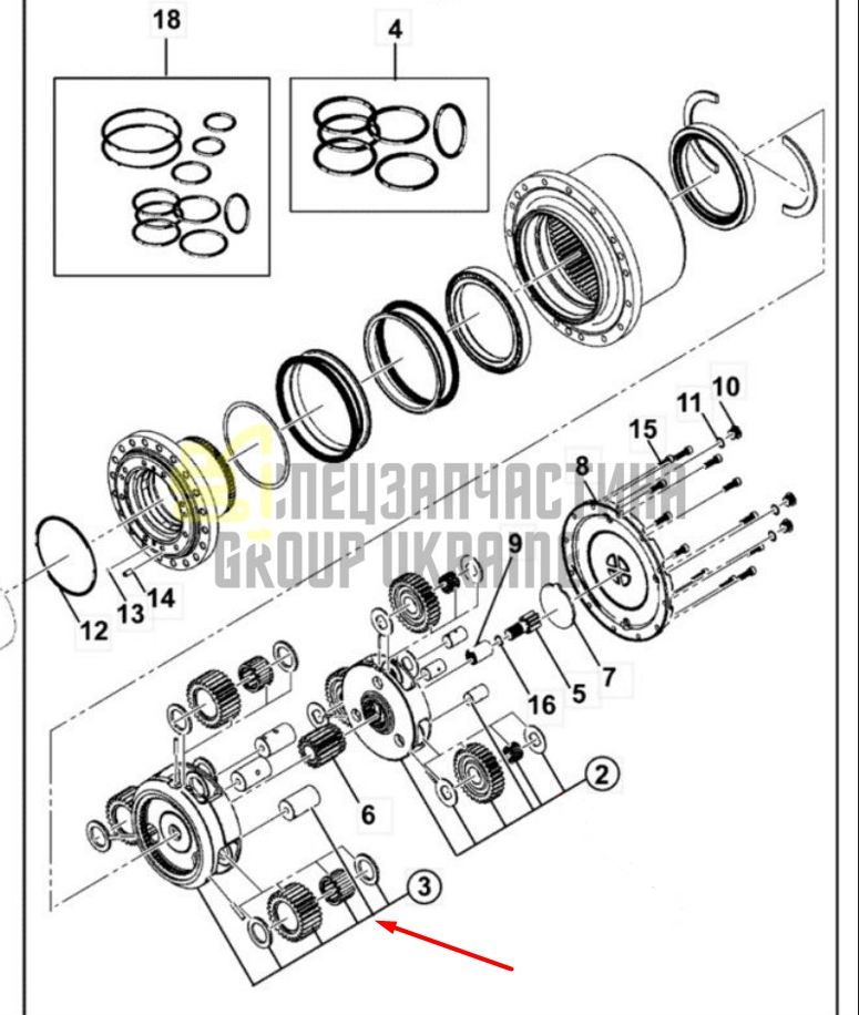 332/E5628 Перша планетарна передача JCB JS115 AUTO