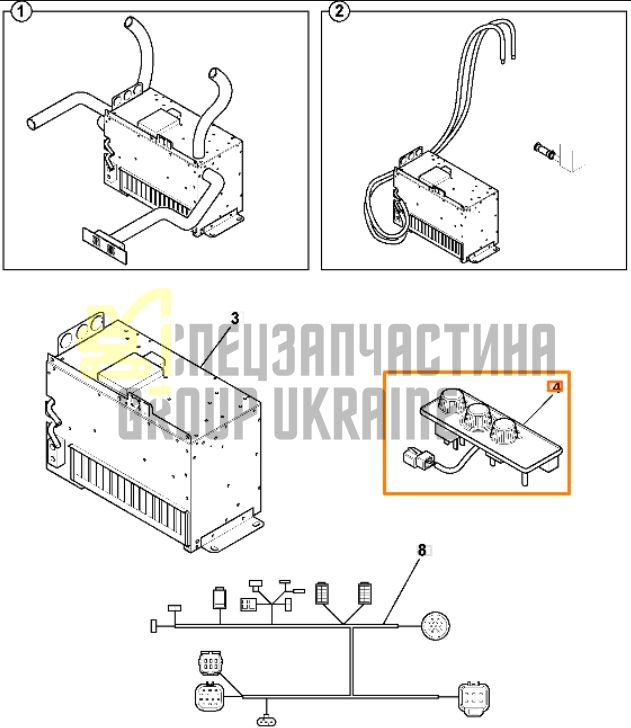 JCB 332/K4896 Панель керування пічки в зборі JS130, JS160