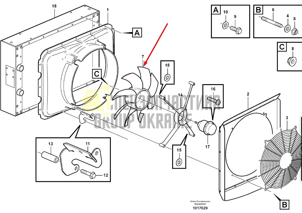 Купити Volvo VOE11193183 Крильчатка для A25E, A30E
