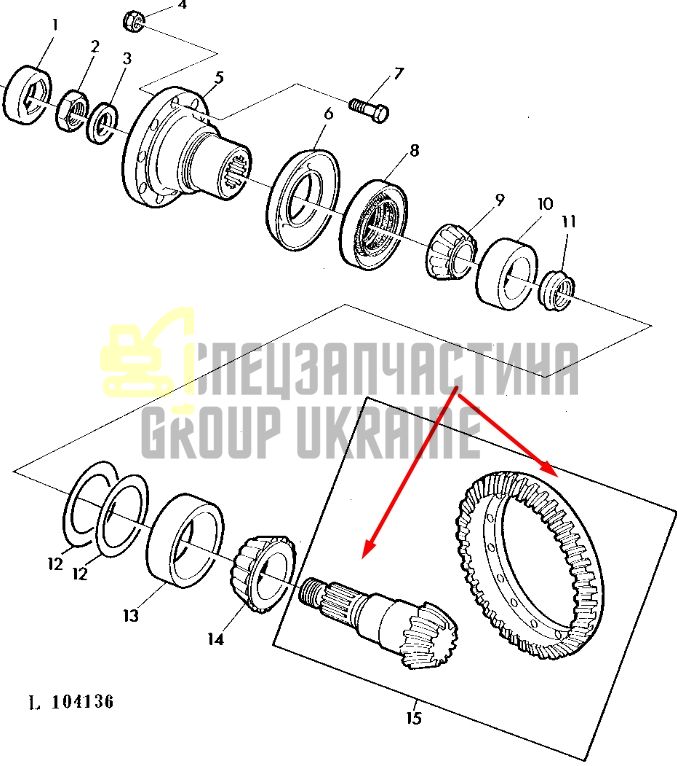 John Deere AL38032 Головна (конічна) пара Z=19/42