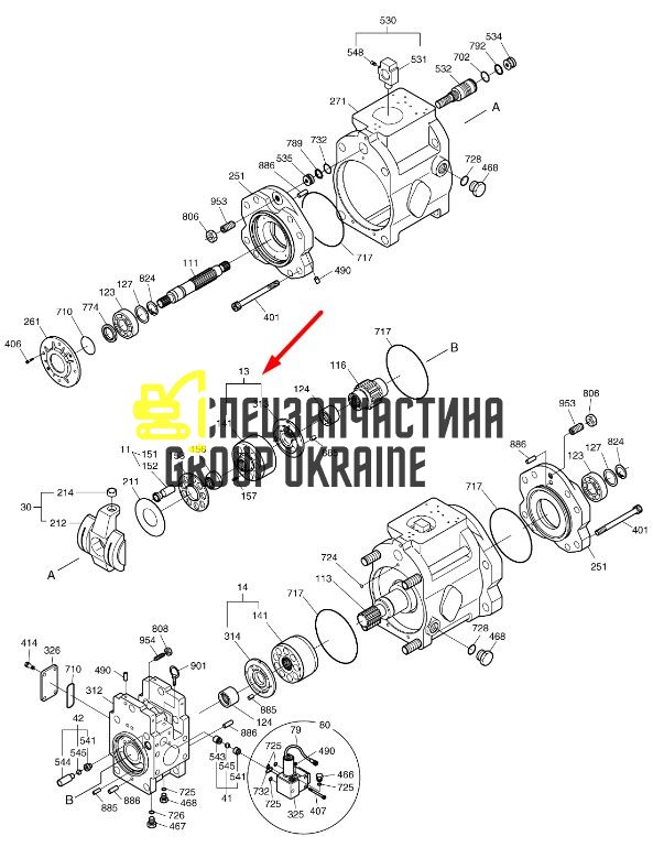 Блок та розподільна шайба L Kawasaki K5V140 2924370-0669 Doosan