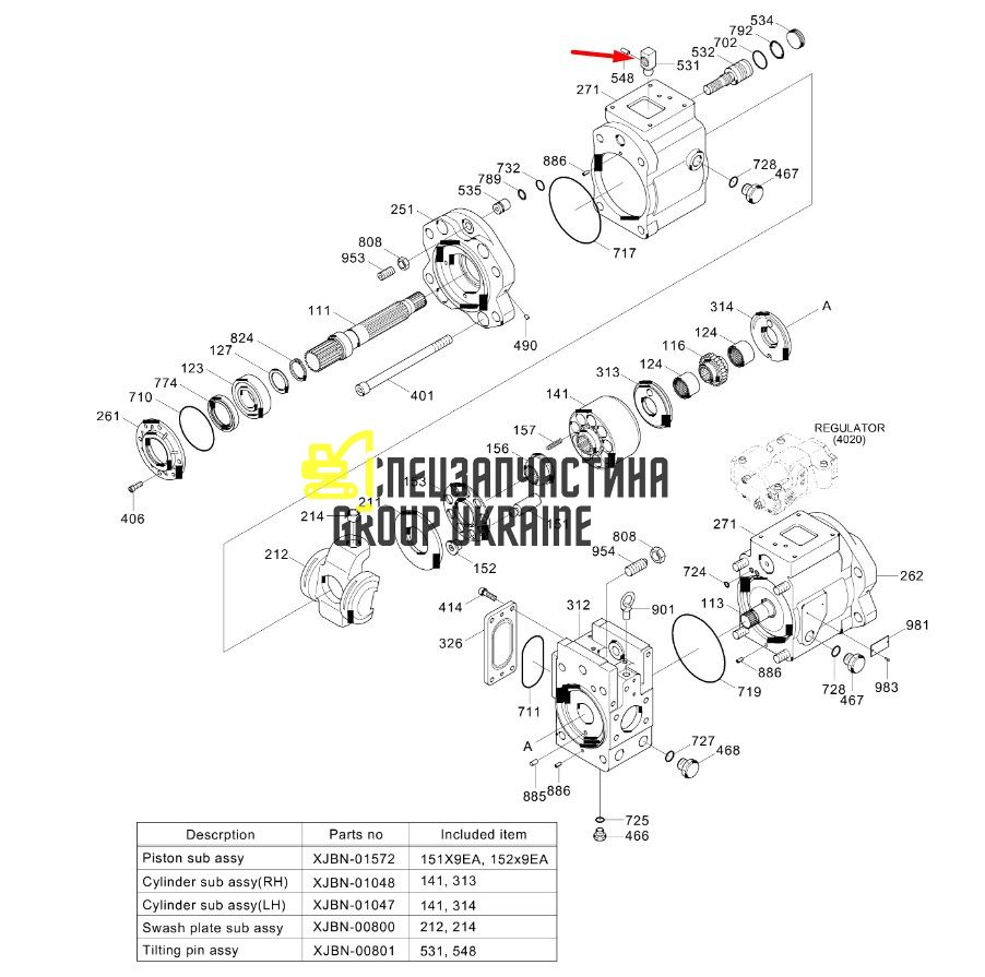 Палець серво-поршня Kawasaki K5V80 0878115 Handok