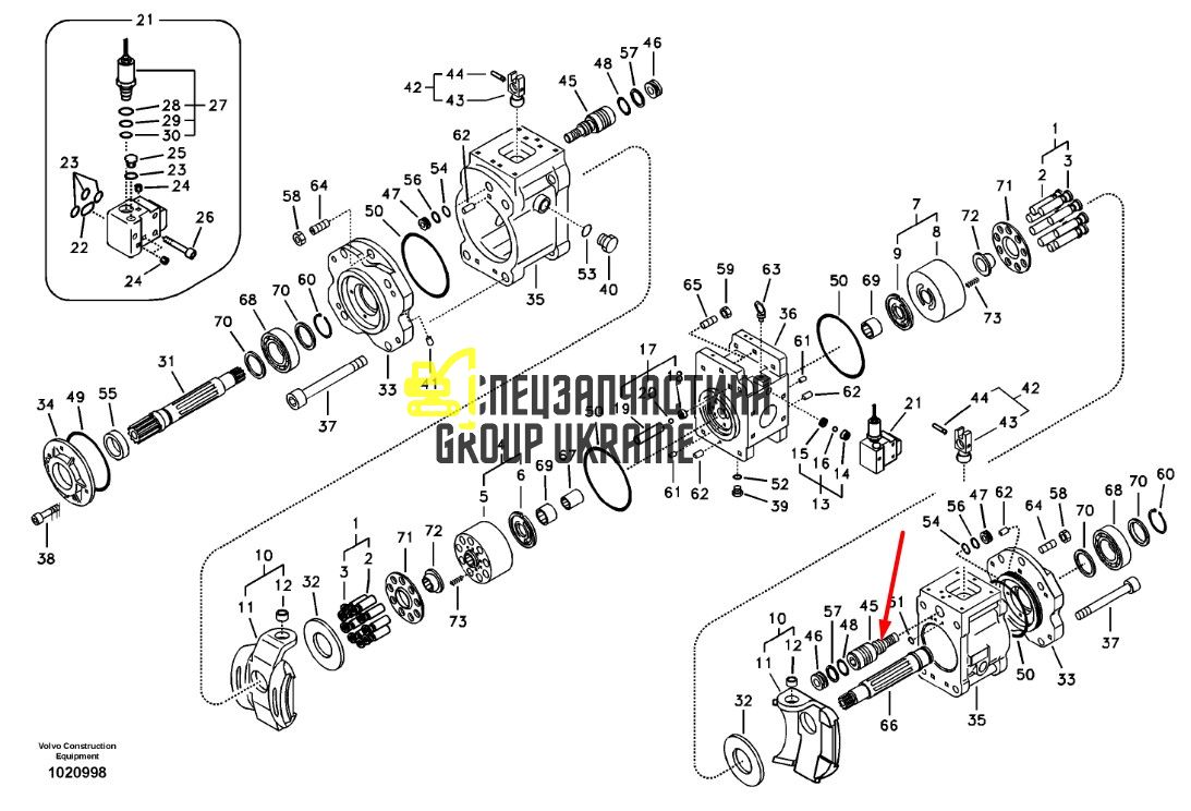 Серво-поршень Kawasaki K5V140 XJBN-00955 Handok