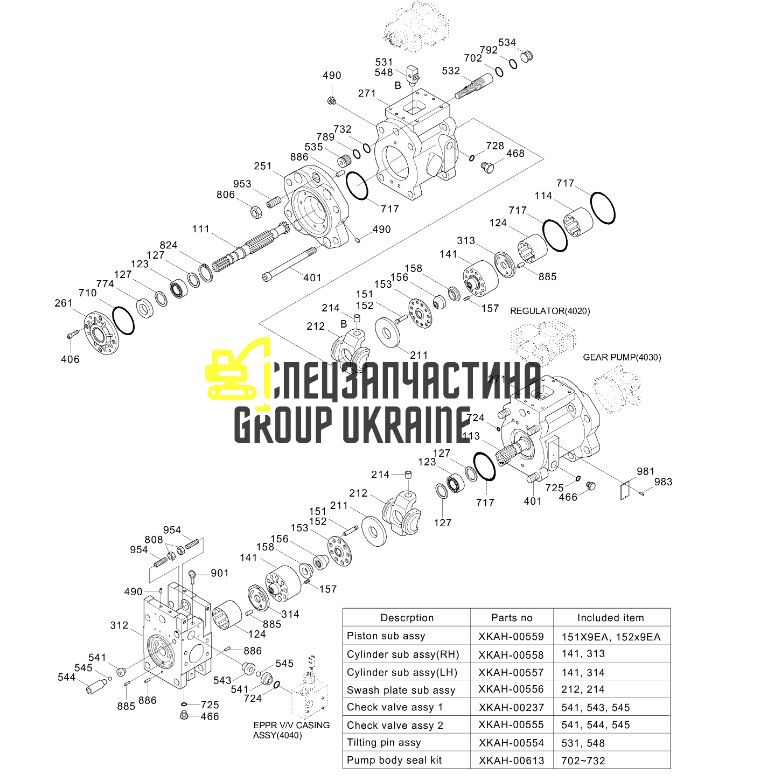 Блок циліндрів і розподіл. шайба L Kawasaki K3V XJBN-00066 Handok