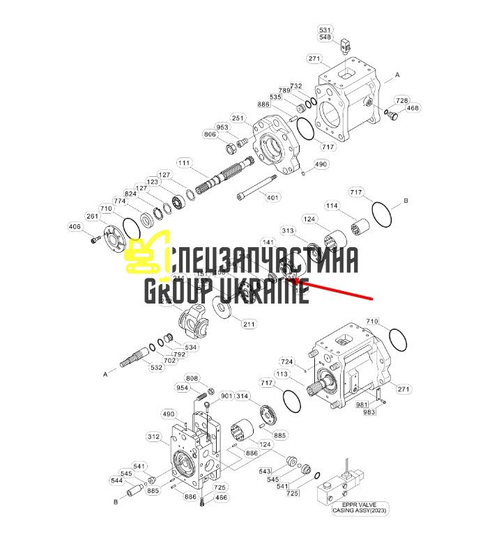Пружина блоку циліндрів Kawasaki K3V XJBN-00084 Handok