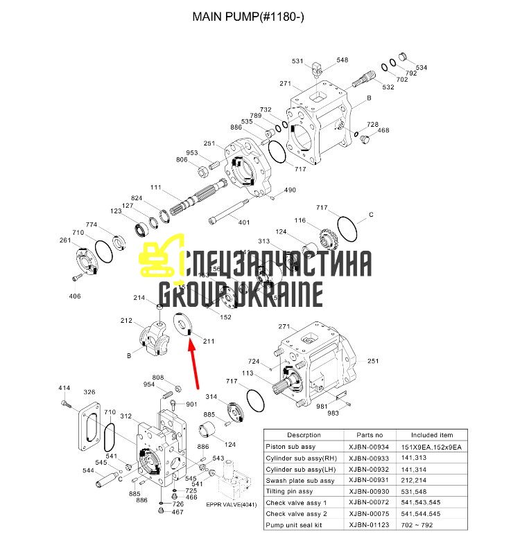 Плита опорна Kawasaki K3V XJBN-00085 Handok