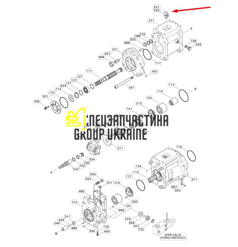 Палець серво-поршня Kawasaki K3V112DT XJBN-00366 Handok