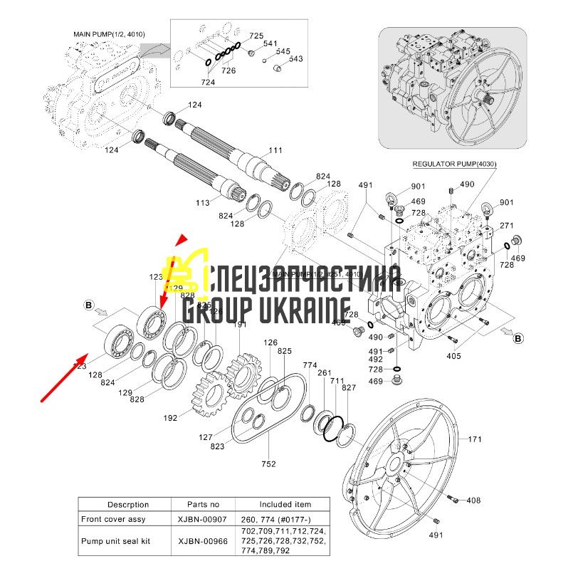 Підшипник роликовий Kawasaki K5V200DPH XJBN-00672 Hyundai