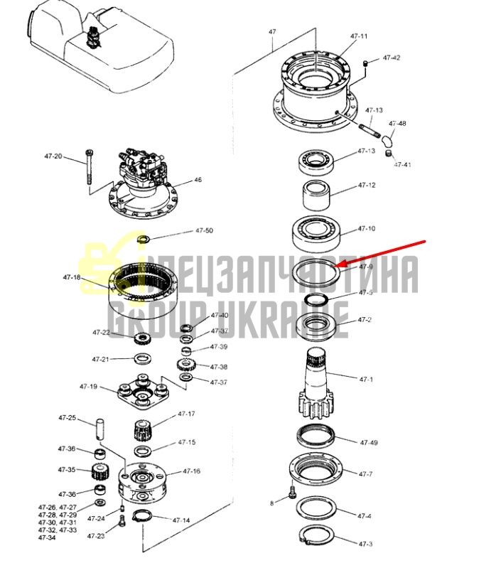 2418Z1448 (2418R599, 72213687, 77253507) Сальник редуктора повороту Kobelco SK330LC
