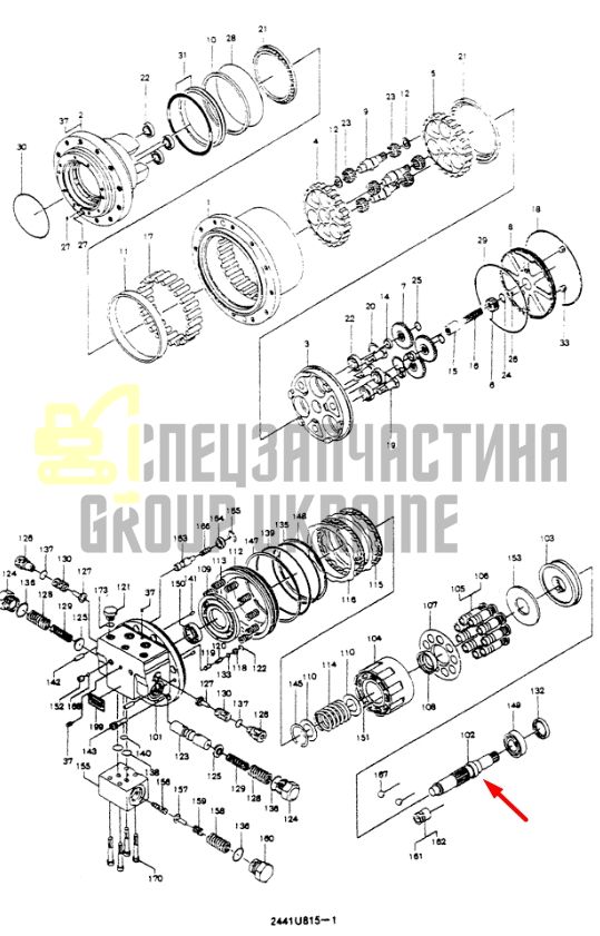 Центральний вал гідромотора ходу для KOBELCO SK60 2441U815S102