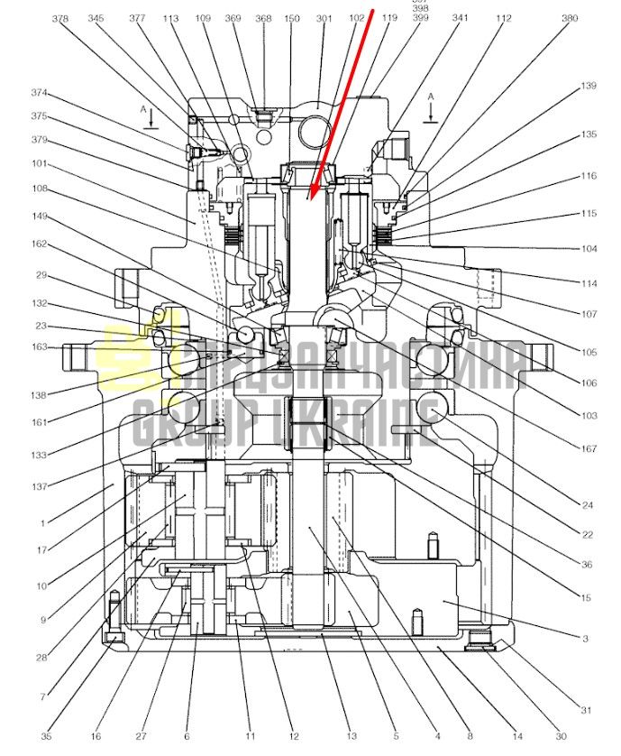 YN15V00037S102 Привідний Вал (великий) Kobelco SK200-8, E215B