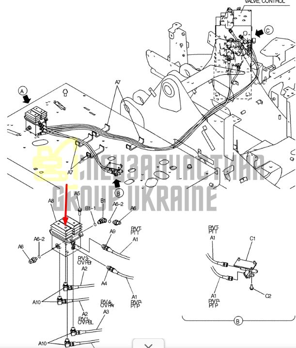Kobelco YN30V00105F1 Клапан керування педальним приводом для SK200-8, SK210-8