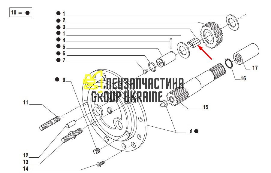 CA0100035 (028281, 83930654, 502536) Голки підшипника Komatsu WB93/97-S/R