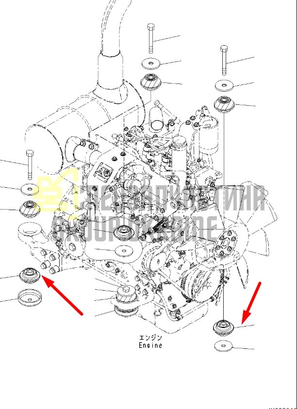 Купити Komatsu 201-01-71250 Подушка двигуна для PC100, PC130