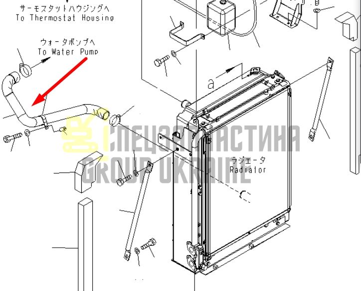 Купити Komatsu 206-03-71211 Патрубок радіатора нижній для PC210, PC220
