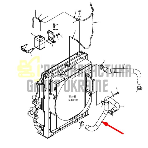 Купити Komatsu 207-03-71232 Патрубок радіатора нижній для PC300, PC350