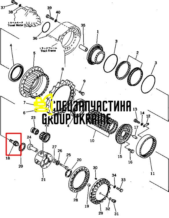 207-27-33171 Вал-шестерня бортового редуктора Komatsu PC300