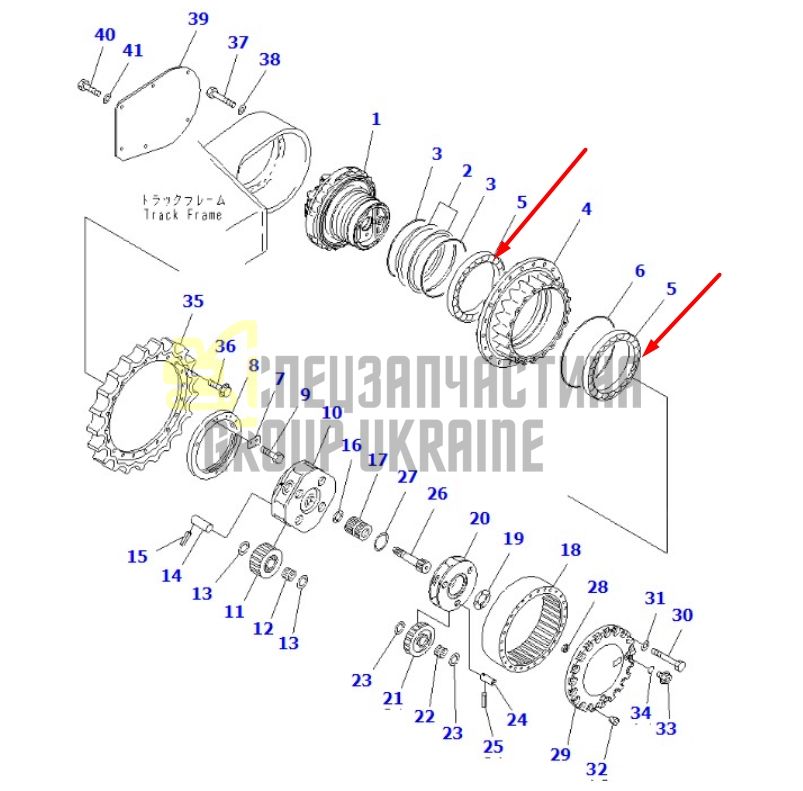 207-27-71331 Підшипник редуктора ходу Komatsu PC160, PC180, PC200