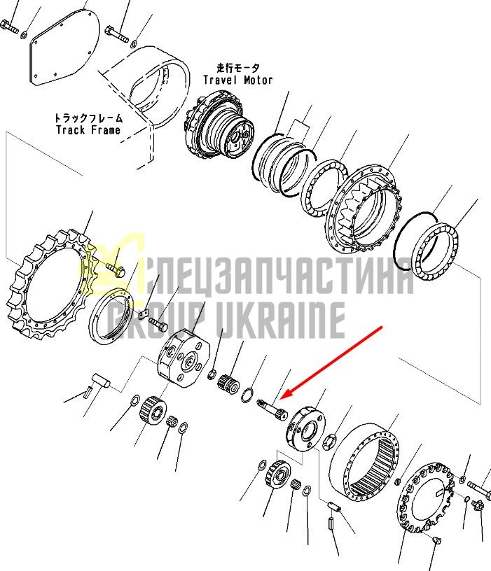 207-27-71352 Сонячна шестерня вал редуктора KOMATSU PC300