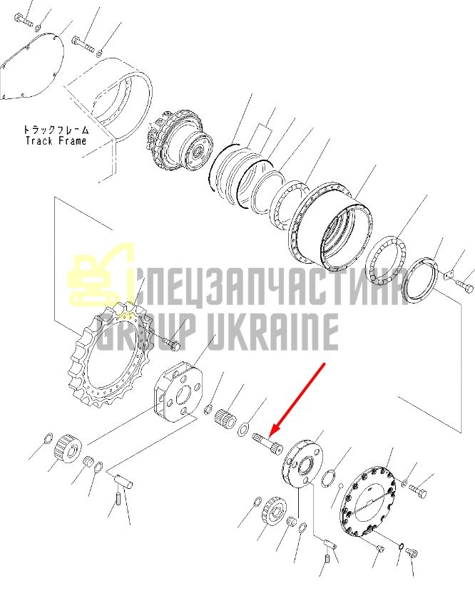 208-27-61111 (208-27-61110) Вал редуктора хода Komatsu BR200S, PC300, PC300HD, PC300LL, PC400, PC400ST, PC450