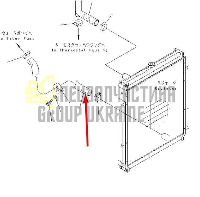 Купити Komatsu 20Y-03-21890 Патрубок верхній для PC200, PC220