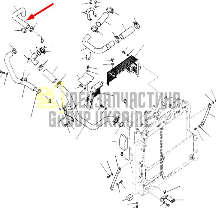 Купити Komatsu 20Y-03-41141 Патрубок водяного радіатора (верхній) для PC200, PC210, PC220