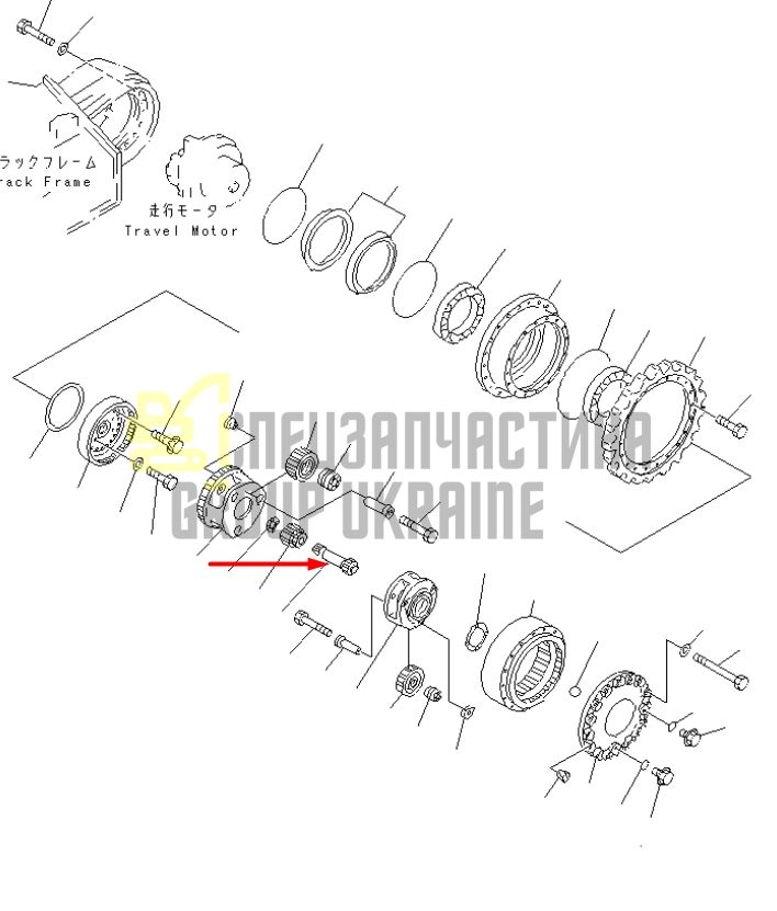 20Y-27-13130 Вал бортового редуктора (редуктора ходу) Komatsu PC210