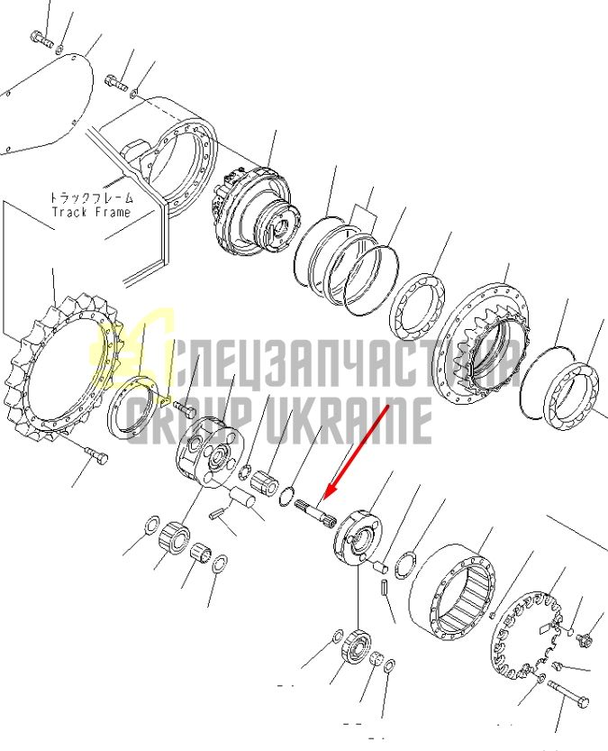 20Y-27-31210 Вал редуктора ходу Komatsu CS360, CS360SD, PC200, PC210