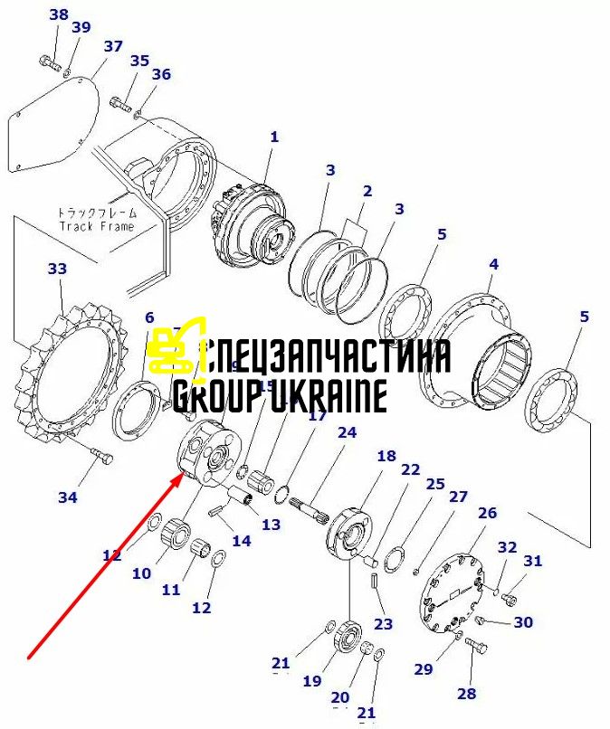 20Y-27-22170 Блок сателітів (водило) Komatsu PC160-7, PC200-6, PC200-7, PC210-6, PC210-7