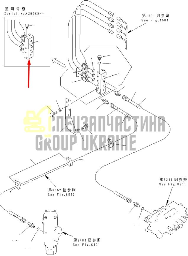 Komatsu 20Y-60-22121 Електромагнітний клапан PC120, PC130, PC150