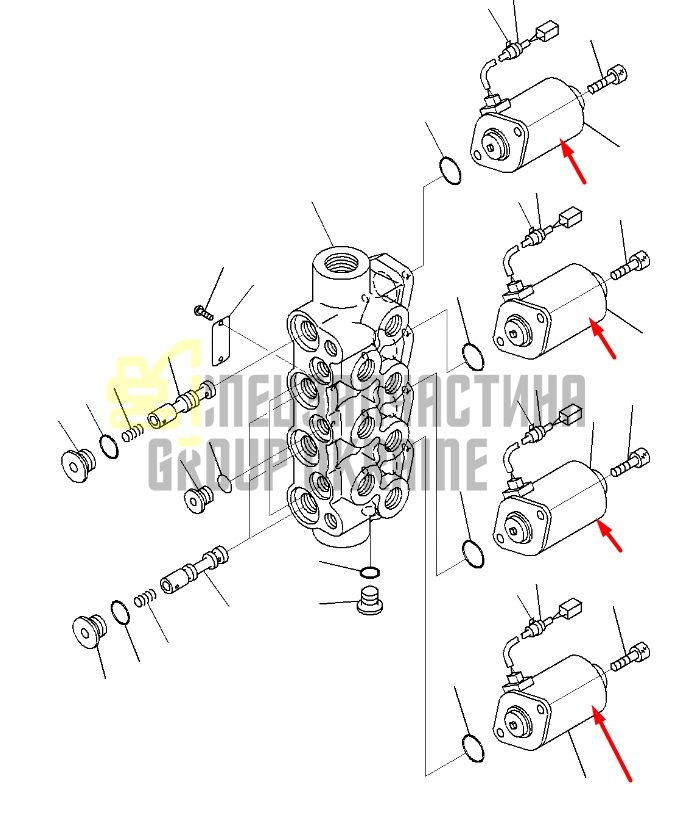 Komatsu 20Y-60-32120 Електромагнітний клапан PC160LC-7, PC180LC-7, PC200-7