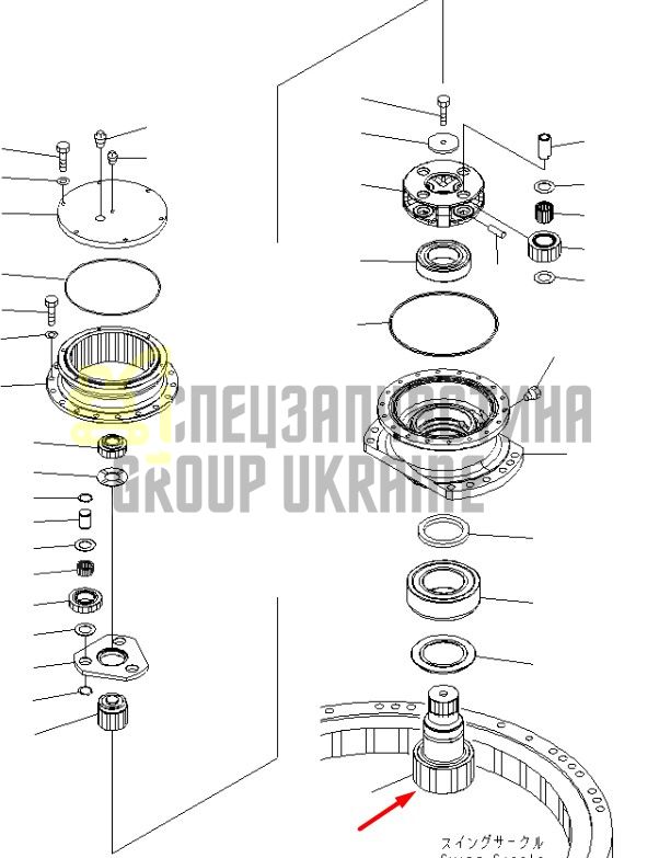 22U-26-21560 Вал шестерня піньйон редуктора KOMATSU PC200-7