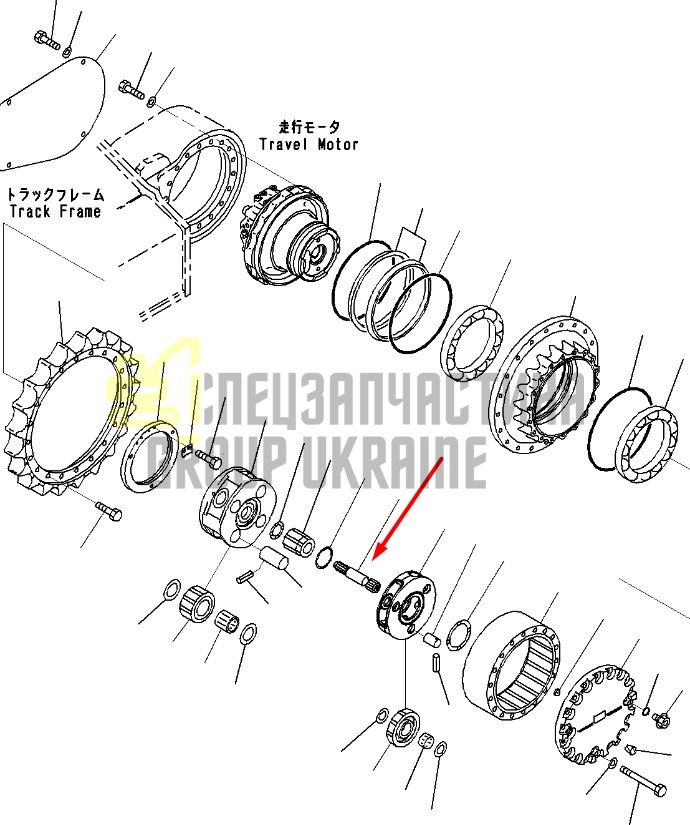 22U-27-21110 Вал гідромотора ходу Komatsu PC200
