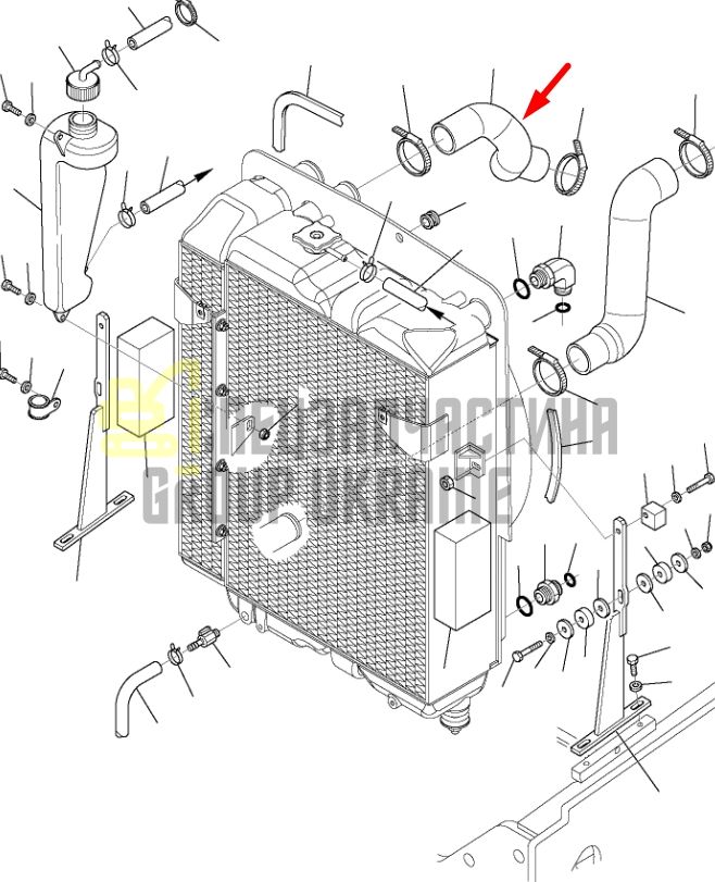 Купити Komatsu 42N-03-11282 Патрубок радіатора верхній для WB93, WB97