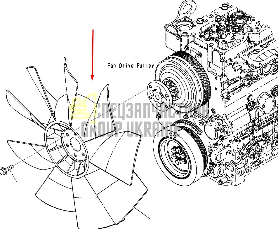 Купити Komatsu 600-625-7620 Крильчатка для двигуна 6D102E екскаватор PC200, PC220