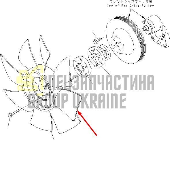 Купити Komatsu 600-625-8550 Крильчатка для двигуна SAA6D108E екскаватор PC300-6, PC400-6