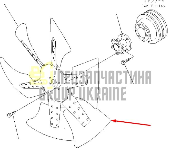 Купити Komatsu 600-633-7850 Крильчатка для двигуна S6D125 на навантажувач WA450, WA470