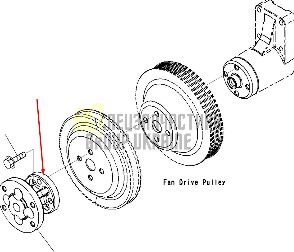 Придбати Komatsu 6732-61-3610 Проставка вентилятора для двигуна 4D102 екскаватор PC200-7